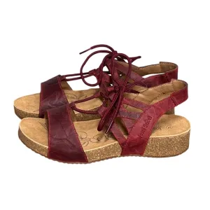 NEW Josef Seibel Tonga Burgundy Lace Up Tie Strap Sandals Size 37 US 6-6.5