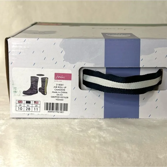NEW Joules Boys Camo Sharks Junior Roll Up Welly Rain Boot (Size 11) NWT