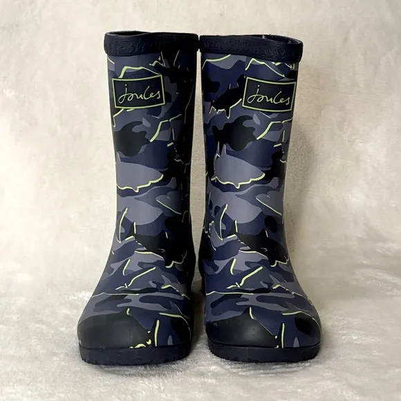 NEW Joules Boys Camo Sharks Junior Roll Up Welly Rain Boot (Size 11) NWT
