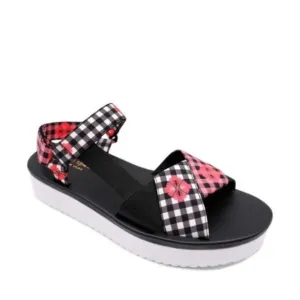 New Kate Spade Dotty Ankle Strap Floral Check Platform Sandal size 7.5