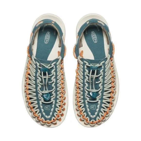 NEW KEEN Uneek Woven Sneakers In Sea Moss/Tangerine Colorway Size 9.5