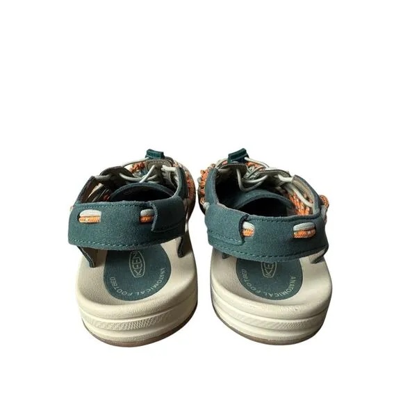 NEW KEEN Uneek Woven Sneakers In Sea Moss/Tangerine Colorway Size 9.5