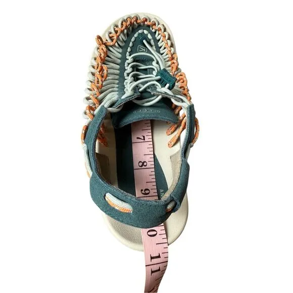 NEW KEEN Uneek Woven Sneakers In Sea Moss/Tangerine Colorway Size 9.5