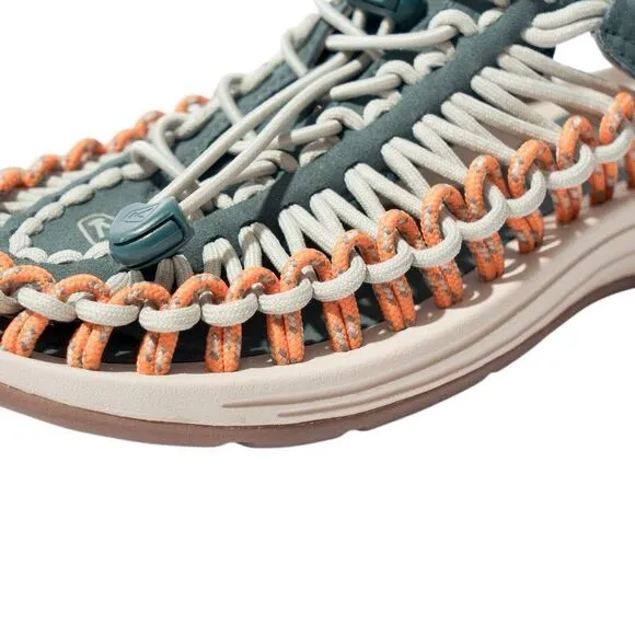NEW KEEN Uneek Woven Sneakers In Sea Moss/Tangerine Colorway Size 9.5