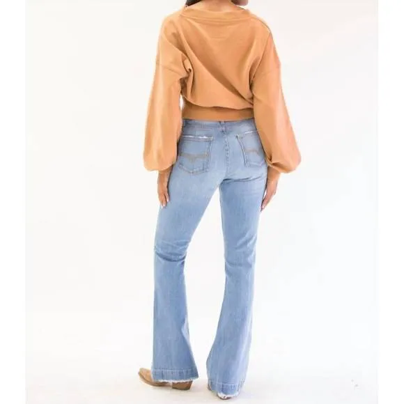 NEW KIMES jennifer sugar fade flare jeans in denim