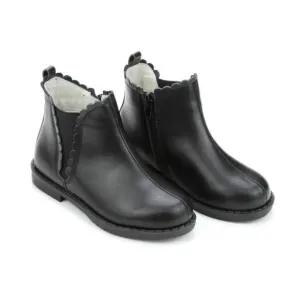 NEW L'AMOUR girl's nicola scalloped chelsea boot in black