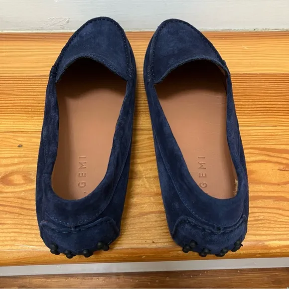 New M. Gemi Felize Suede Italian Driving Loafer Moccasin Shoe Midnight Blue 39.5