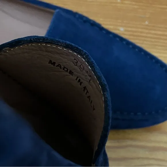 New M. Gemi Felize Suede Italian Driving Loafer Moccasin Shoe Midnight Blue 39.5