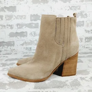 New Marc Fisher LTD Oshay Chelsea Suede Pointed Ankle Bootie Beige Boots  W369