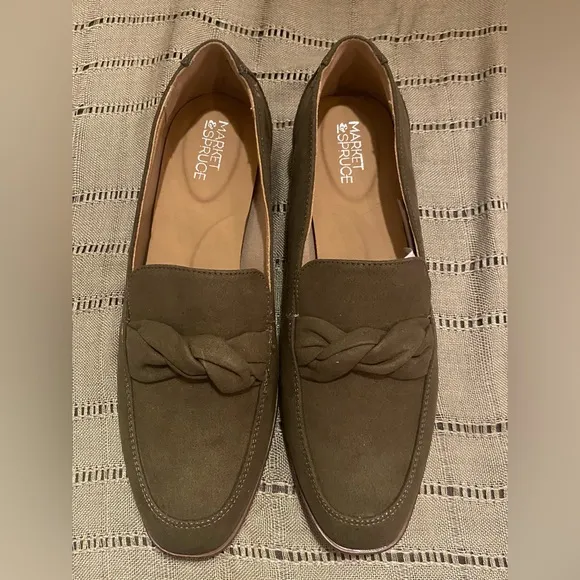 NEW - Market &amp; Spruce Abrina loafer shoe flat olive green twist braid slip-on