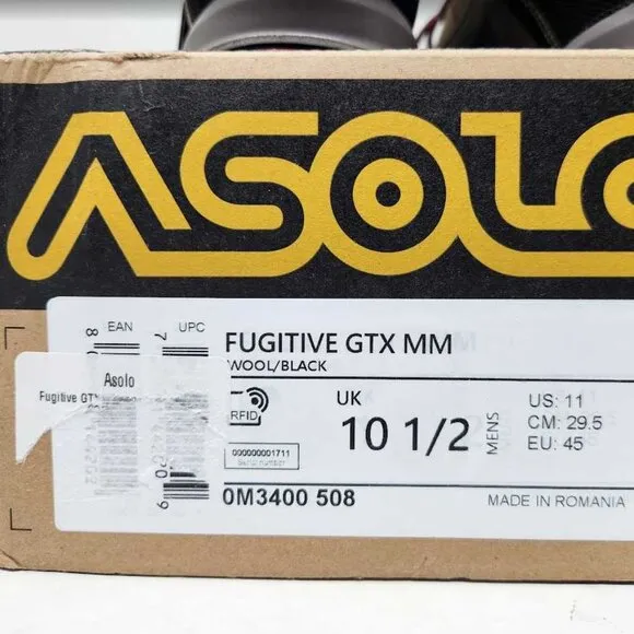 New men's US 11 Asolo Fugitive GTX MM GORE-TEX hiking boots Wool/Black 2