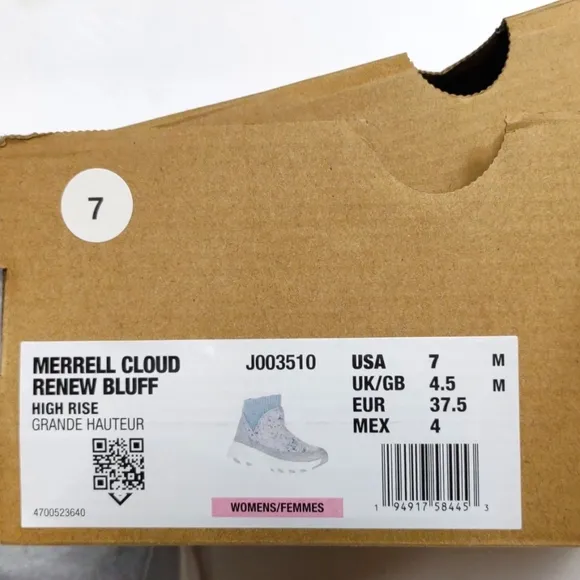 New Merrell Cloud Renew Bluff size 7 Gray high Rise boots