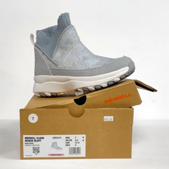 New Merrell Cloud Renew Bluff size 7 Gray high Rise boots