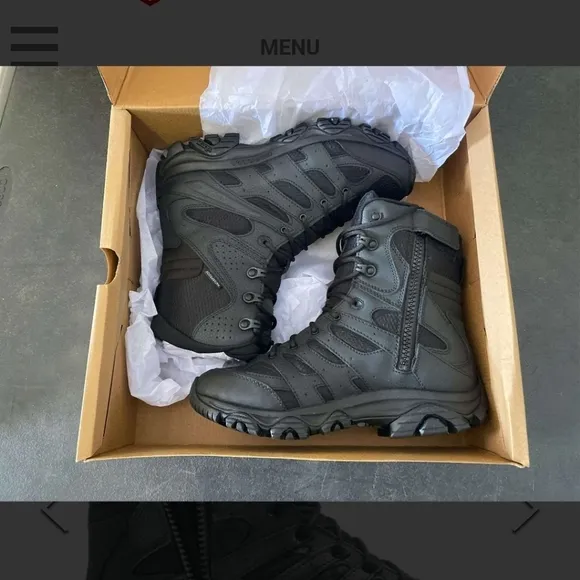 New Merrell MOAB 3 Waterproof Tactical Side-Zip Duty Boots for Men - Black - 8M