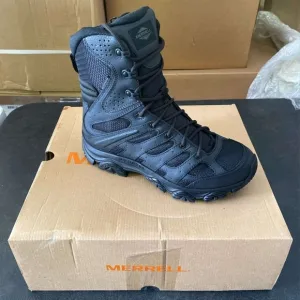 New Merrell MOAB 3 Waterproof Tactical Side-Zip Duty Boots for Men - Black - 8M