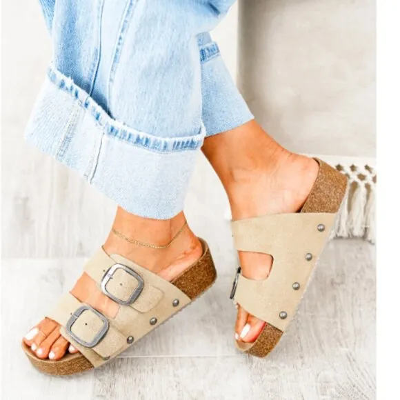 new MIA Qianna Double-Buckle Platform Sandals Slides 524 392