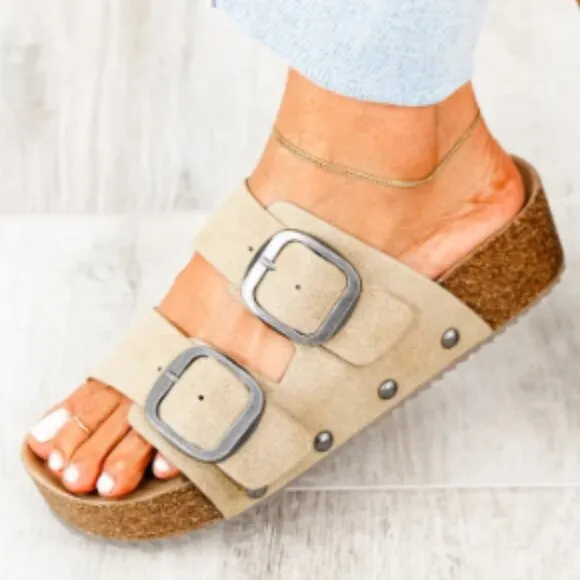 new MIA Qianna Double-Buckle Platform Sandals Slides 524 392