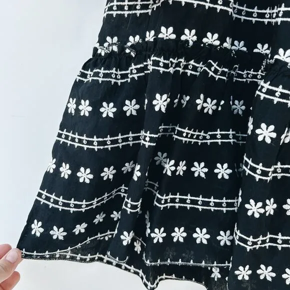 New Reset By Jane Mia Embroidered Tiered Boho Dress Bell Sleeve Mini Medium