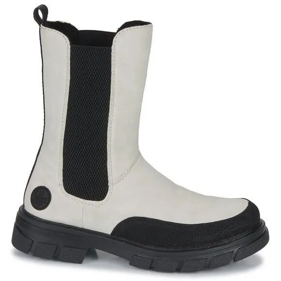 NEW RIEKER Mid Shaft Comfort Chelsea Boots White/black for women 462mn