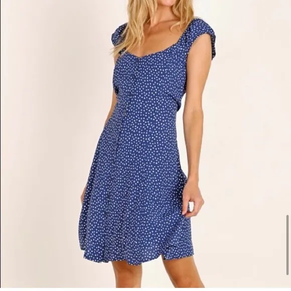 New Rolla’s Erin Mini Tulips Button Front Short Sleeves Fit Flare Dress