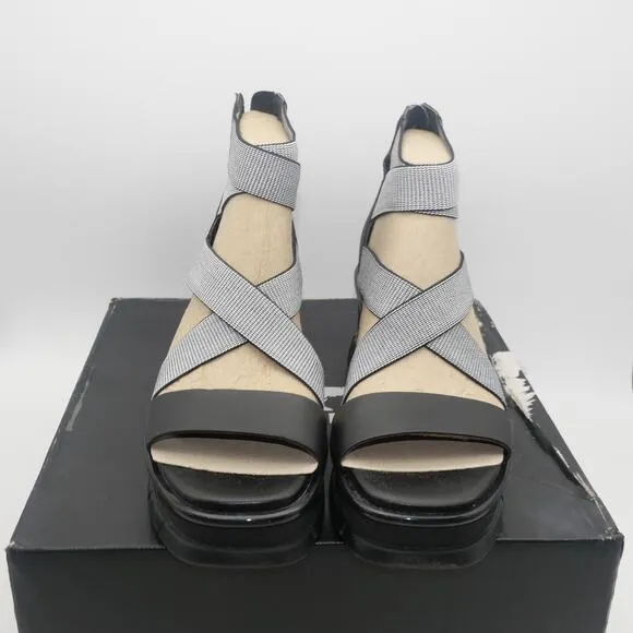 NEW Sorel Joanie III Sport Strap Wedge Sandals Women's 9 Black White