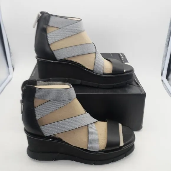 NEW Sorel Joanie III Sport Strap Wedge Sandals Women's 9 Black White
