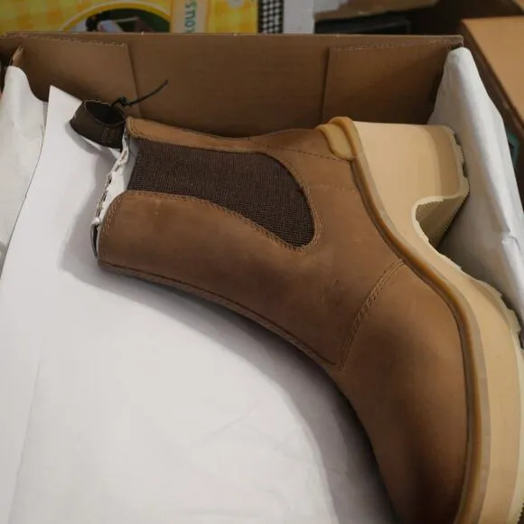 NEW Sorel Women's 7  Hi-Line Heel Chelsea Waterproof Boots Umber Brown