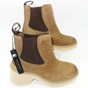 NEW Sorel Women's 7  Hi-Line Heel Chelsea Waterproof Boots Umber Brown