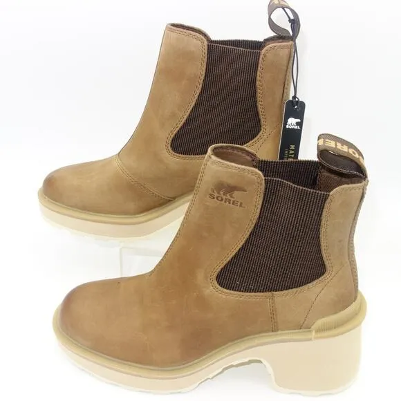 NEW Sorel Women's 7  Hi-Line Heel Chelsea Waterproof Boots Umber Brown