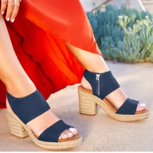 new TOMS Majorca Rope Platform Sandals  in  Basket Weave Navy 252