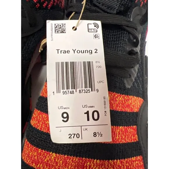 NEW! Trae Young 2 Black Red Atlanta Hawks Basketball Sneakers Men's Size 9