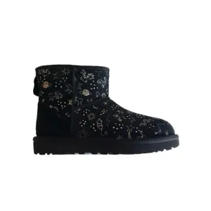 NEW UGG CLASSIC MINI SHIMMERING  ZODIAC SIGNS BLACK BOOTS SZ 5US /36 EU
