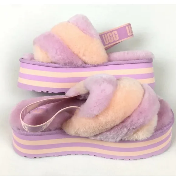 New! UGG Disco Fluffy Pink Footwear-Sandals-Slippers-Slides-Size 8
