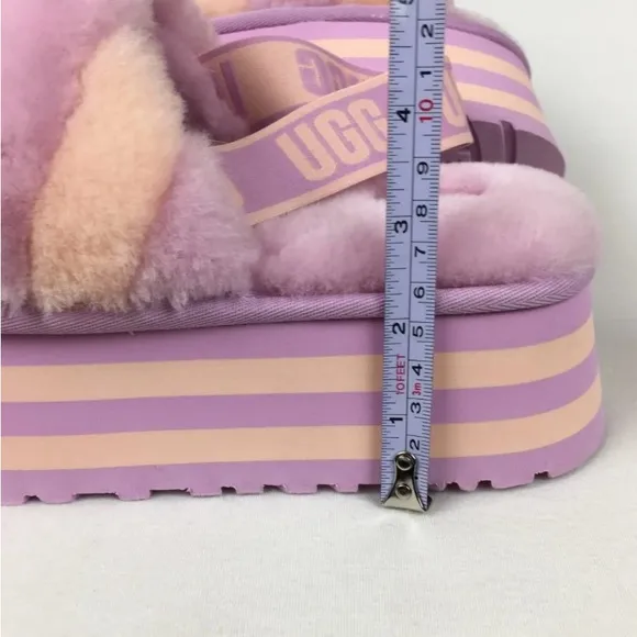 New! UGG Disco Fluffy Pink Footwear-Sandals-Slippers-Slides-Size 8