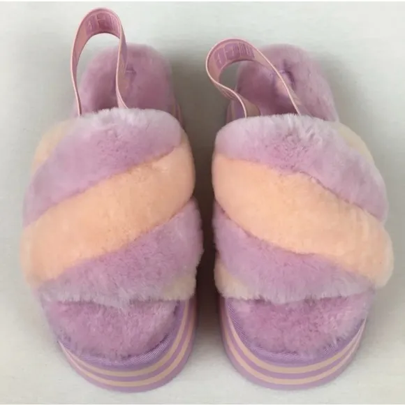 New! UGG Disco Fluffy Pink Footwear-Sandals-Slippers-Slides-Size 8