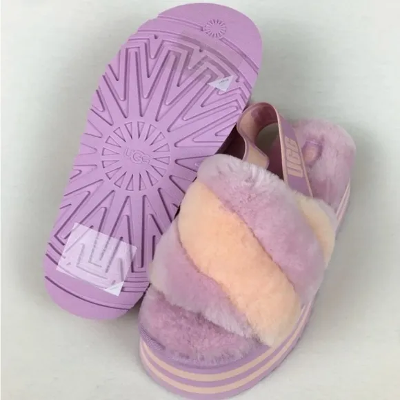 New! UGG Disco Fluffy Pink Footwear-Sandals-Slippers-Slides-Size 8