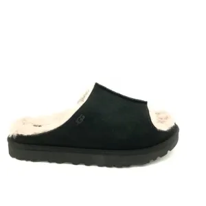 NEW UGG Greenport Genuine Shearling Slide Sandal Black Womens 9 Suede Cozy