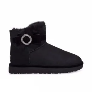 NEW UGG KARLIE BROOCH BLACK Swarovski- crystal boots Size 8