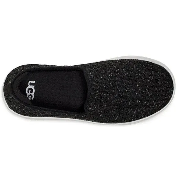 NEW UGG Kids Girls Youth Size 4, 5 Caplan Metallic Slip-On Sneakers - Black