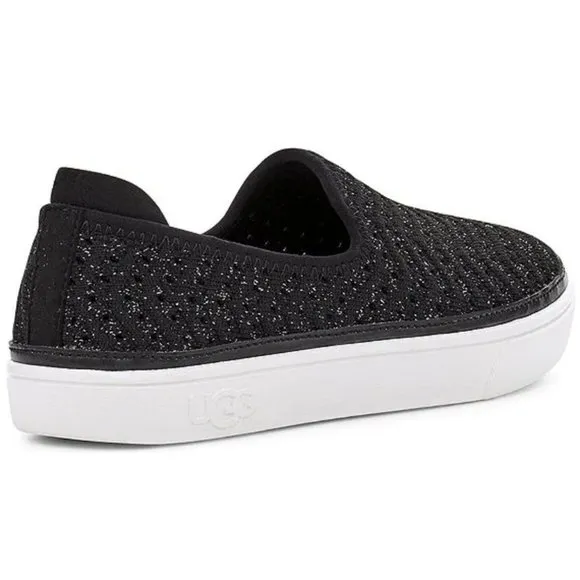 NEW UGG Kids Girls Youth Size 4, 5 Caplan Metallic Slip-On Sneakers - Black