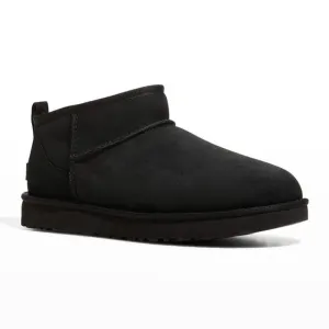 NEW UGG WOMEN'S ULTRA MINI SUEDE SHEARLING LINED‎ BOOTS BLACK