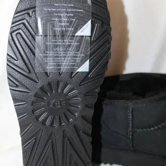 NEW UGG WOMEN'S ULTRA MINI SUEDE SHEARLING LINED‎ BOOTS BLACK