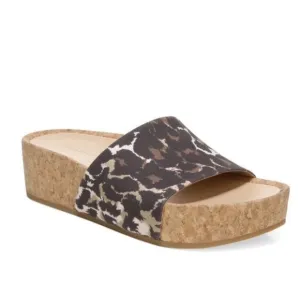 NEW VERONICA BEARD Dresdyn Leopard-Print Leather &amp; Cork Platform Slides Sz 10