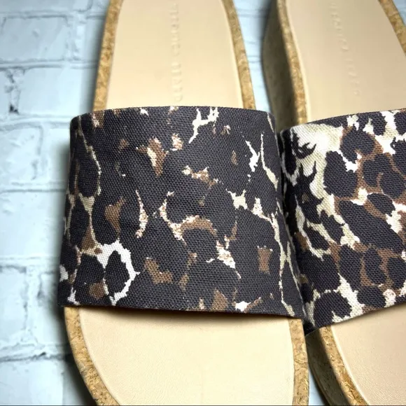 NEW VERONICA BEARD Dresdyn Leopard-Print Leather &amp; Cork Platform Slides Sz 10