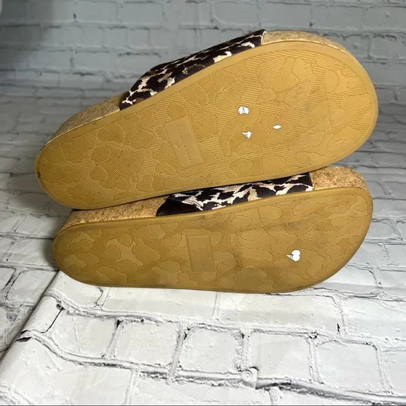 NEW VERONICA BEARD Dresdyn Leopard-Print Leather &amp; Cork Platform Slides Sz 10