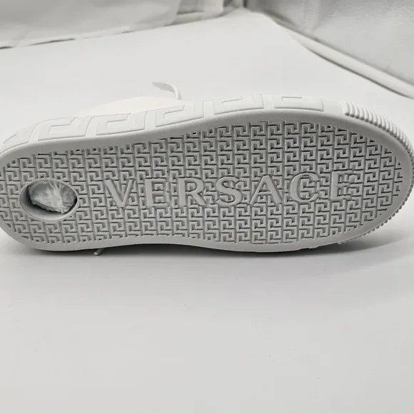 New Versace Women's White Greca Sneakers Shoes Size 39.5 Made In Italy