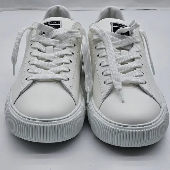 New Versace Women's White Greca Sneakers Shoes Size 39.5 Made In Italy