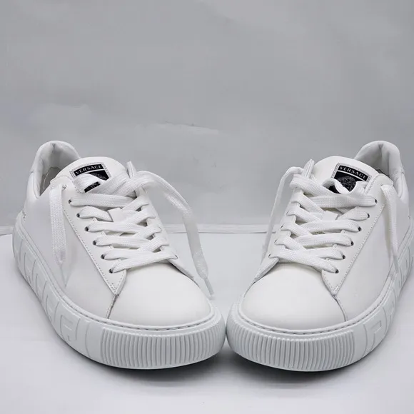 New Versace Women's White Greca Sneakers Shoes Size 39.5 Made In Italy