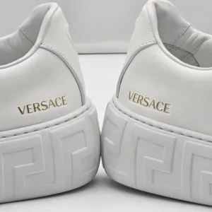New Versace Women's White Greca Sneakers Shoes Size 39.5 Made In Italy