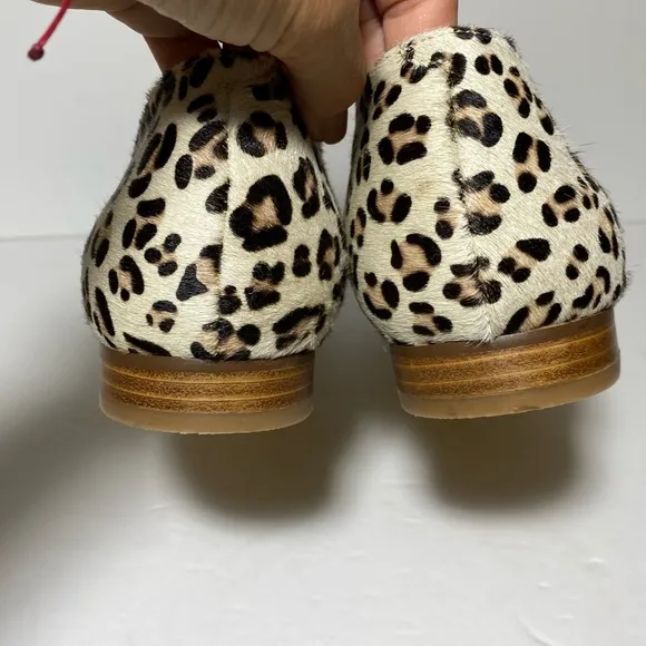 New Vis-a-Vis Leopard Print Fur Black/Cream Flats Size 10
